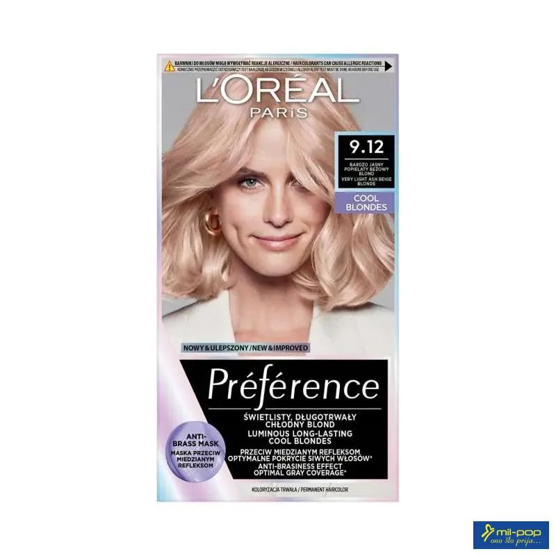 LOREAL PARIS PREFERENCE FARBA ZA KOSU-9.12 SIBERIA VERY LIGHT BLONDE 