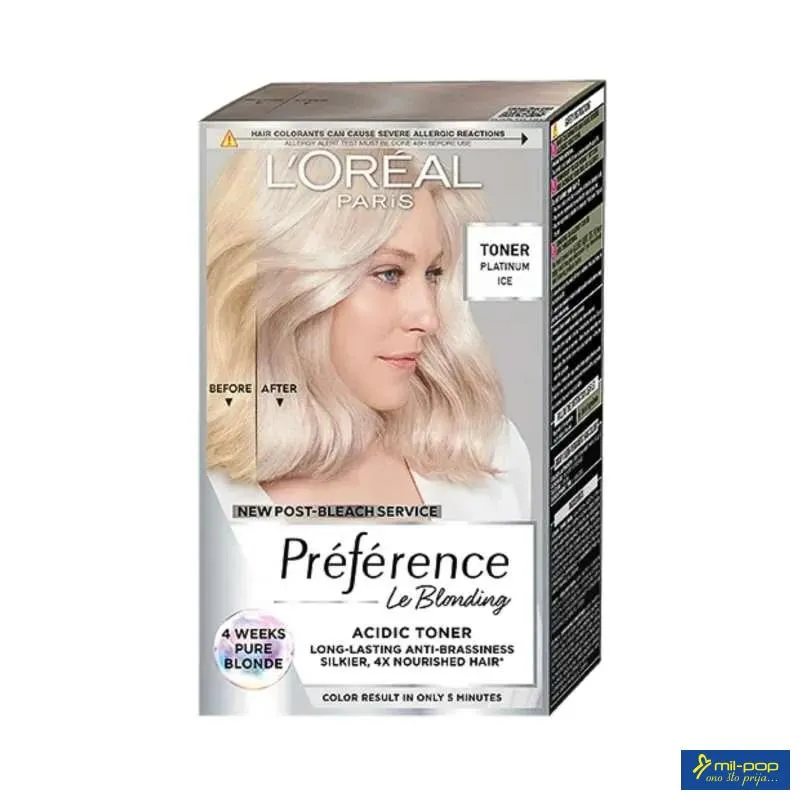 LOREAL PARIS PREFERENCE FARBA ZA KOSU-0.1 ACIDIC TONER PLATINUM ICE 