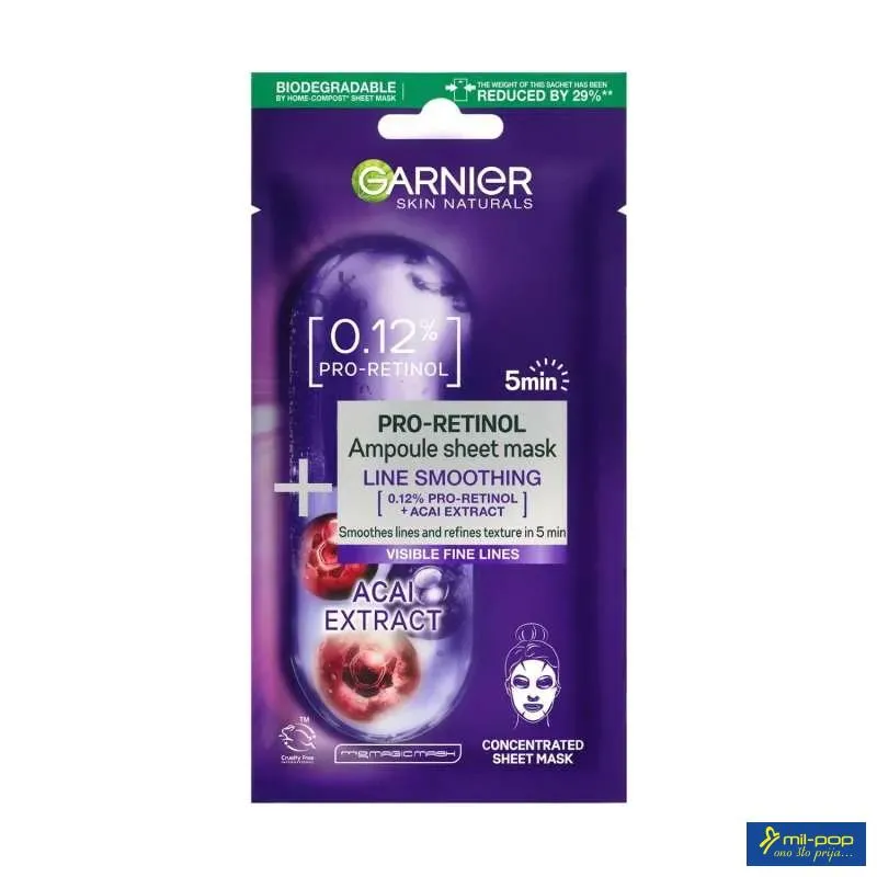 GARN. MASKA TISSUE AMPOULE 0.25% PRO-RETINOL (LINE SMOOTHING)