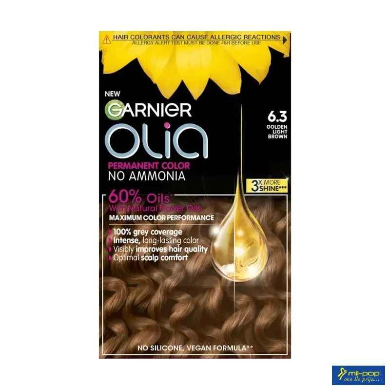 GARNIER OLIA FARBA ZA KOSU 6.3 GOLDEN LIGHT BROWN 