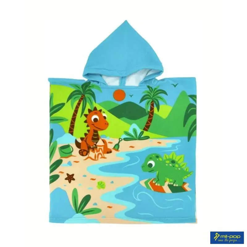 LA PLAGE PEŠKIR ZA PLAŽU PONCHO BABY DINO  60X120 