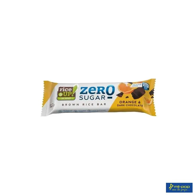 RICE UP ZERO SUGAR ORANGE & DARK CHOCOLATE BROWN RICE BAR 18G 