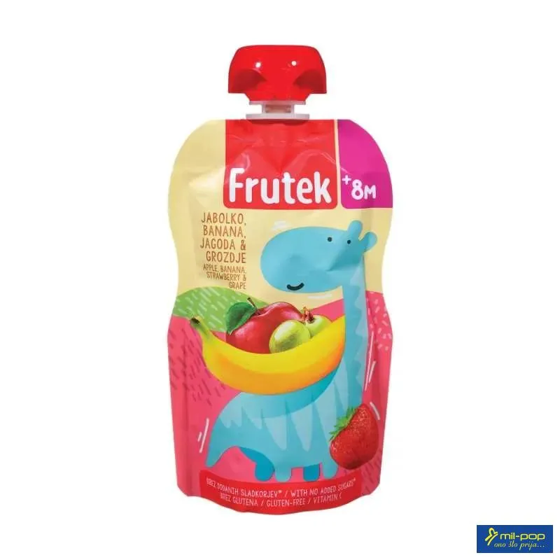 FRUTEK POUCH KAŠICA 100G - JABUKA BANANA JAGODA GROŽĐE 