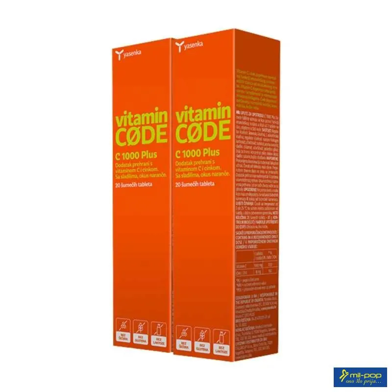 YASENKA ŠUMEĆE TABLETE VITAMIN CODE C 1000 PLUS A20 1+1 GRATIS 