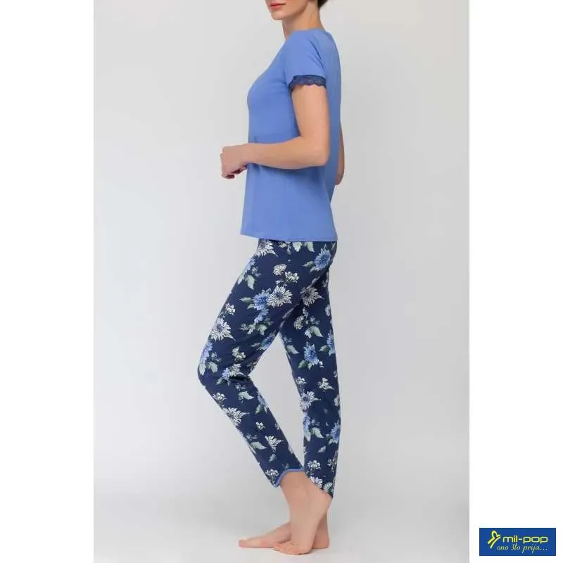 ALMA RAS PIDZAMA K-R HELENA PLAVA-KRUPNI FLORAL