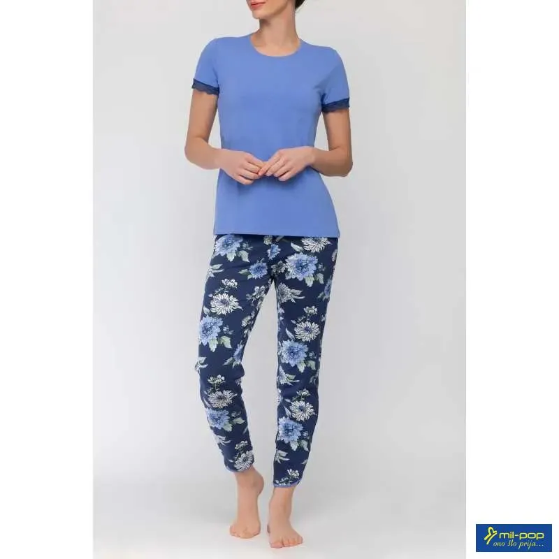 ALMA RAS PIDZAMA K-R HELENA PLAVA-KRUPNI FLORAL