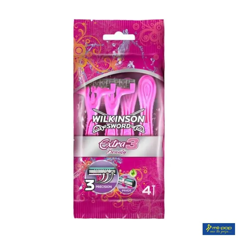 WILKINSON SWORD EXTRA 3 BEAUTY - JEDNOKRATNI BRIJAČI ZA ŽENE 4 KOMADA 