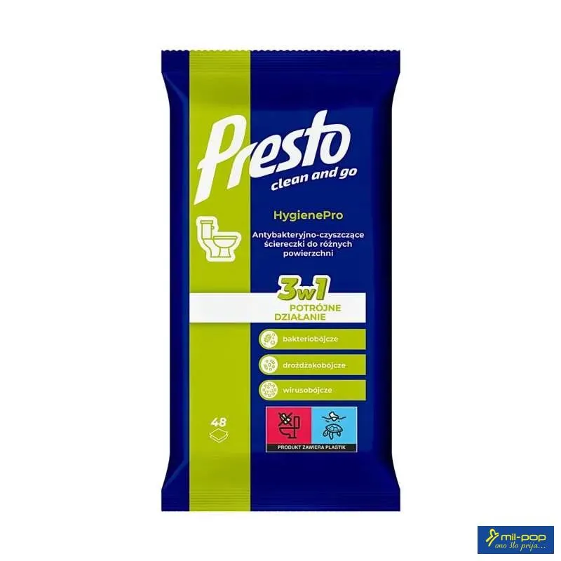 PRESTO CLEAN AND GO ANTIBAKTERIJSKE MARAMICE ZA ČIŠĆENJE 48/1 