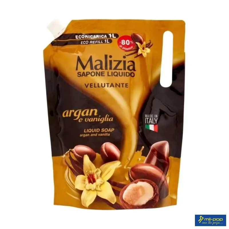 MALIZIA TEČNI SAPUN VREĆICA ARGAN&VANILA 1000ML 