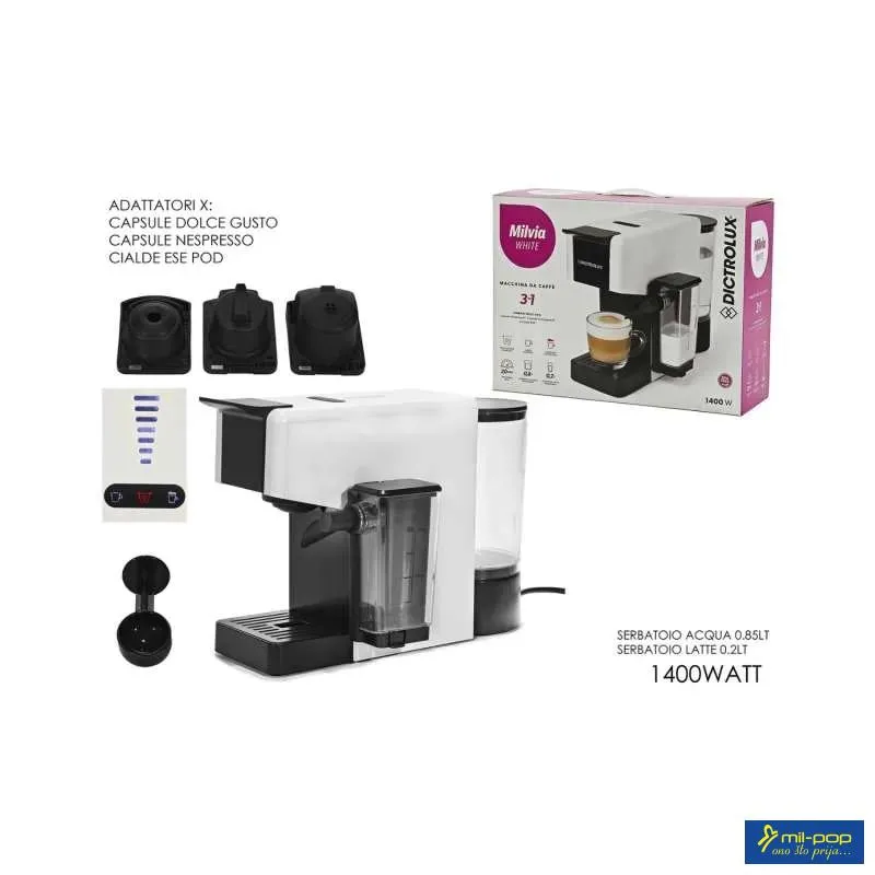 DICTROLUX APARAT ZA KAFU MILVIA WHITE 3U1 1400W 