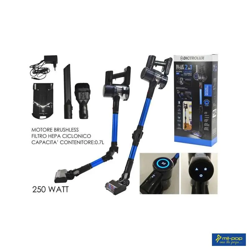 DICTROLUX DIGITALNI ŠTAPNI SKLOPIVI USISIVAČ BLUESTORM 2U1 250W 