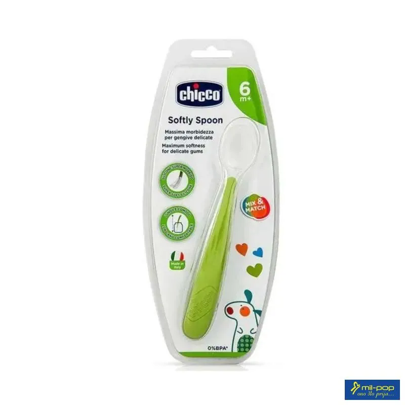 KAŠIKA ZA BEBE SILIKON 6M+ZELENA 