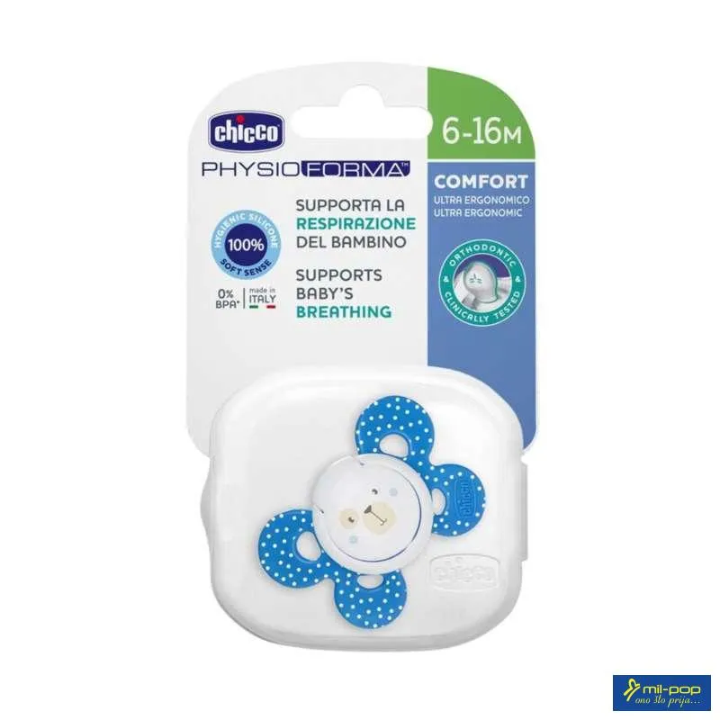 VARALICA PHYSIO SILIKON 6-16M 1/1 0%BPA-PLAVA COMFORT 