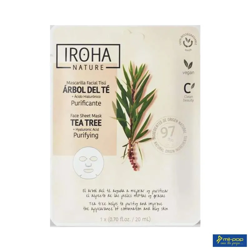 IROHA TISSUE MASKA ZA LICE 97% NATURAL TEA TREE PURIFYING 