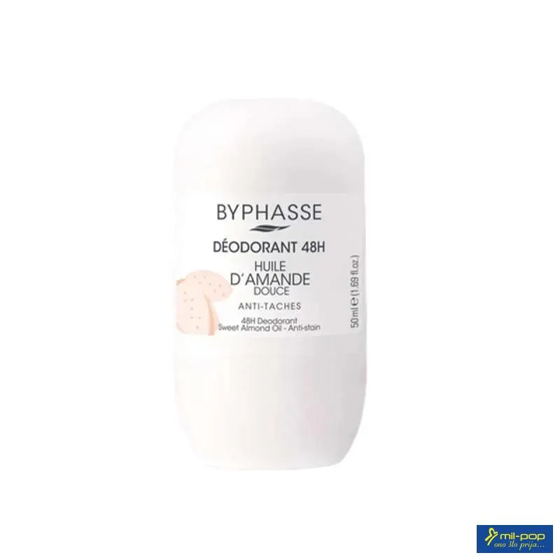 BYPHAS. ROLL ON 24H SWEET ALMOND OIL 50ML