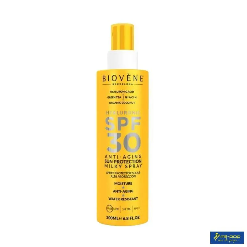 BIOVENE HYALURONIC SPF 30 ANTI AGING SUN PROTECTION MILK SPRAY ORGANIC COCONUT