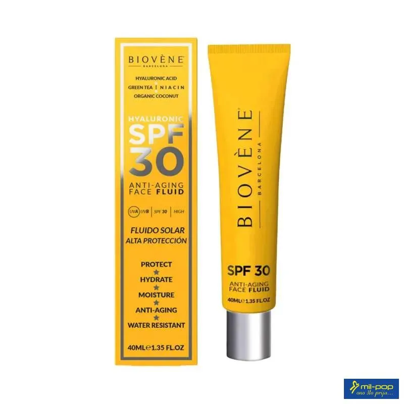 BIOVENE HYALURONIC SPF 30 ANTI AGING FACE FLUID ORGANIC COCONUT
