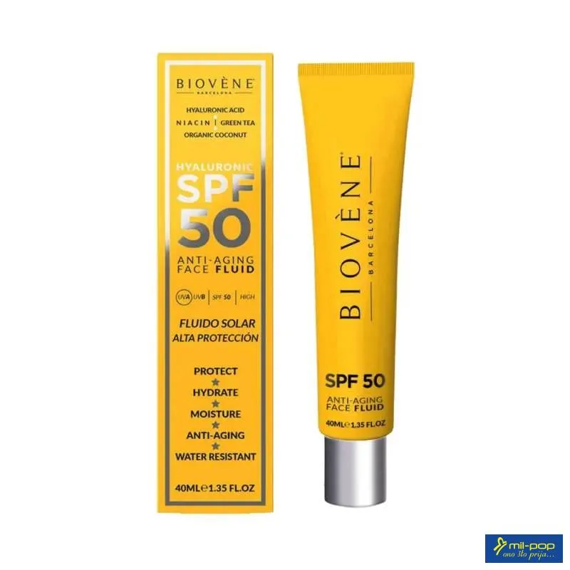 BIOVENE HYALURONIC SPF 50 ANTI AGING FACE FLUID ORGANIC COCONUT