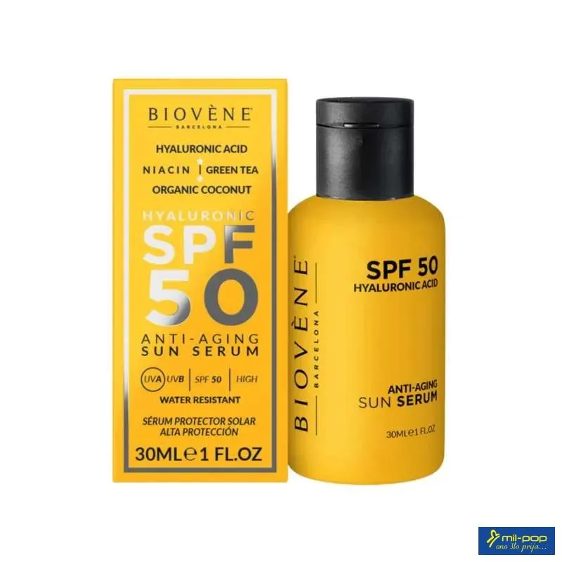 BIOVENE HYALURONIC ANTI AGING SPF 50 ORGANIC COCONUT MOISTURIZING SUN SERUM