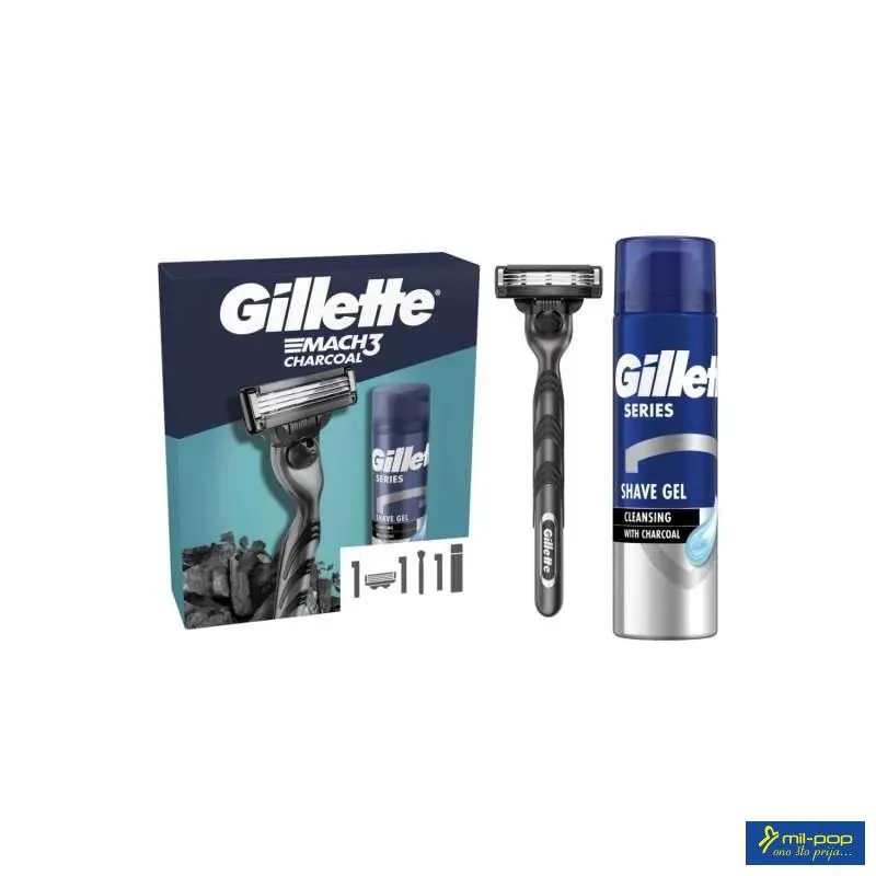 GILLETTE SET 24 M3 CHAR 1UP + 200 ML SERIES GEL 