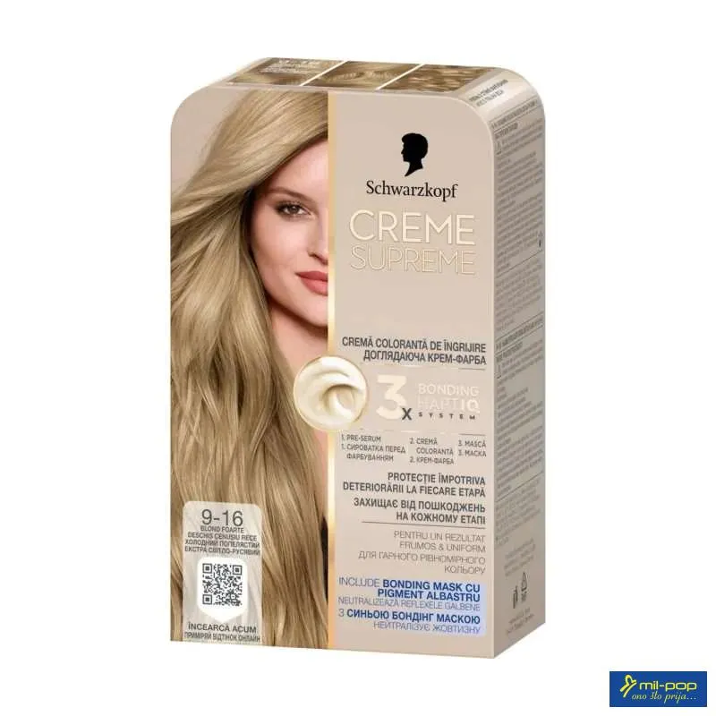 CREME SUPREME 9-16 HLADNO PEPELJASTO VEOMA SVETLO PLAVA