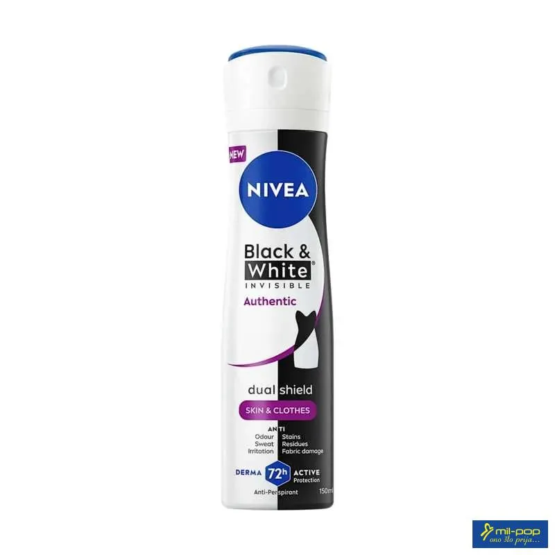 NIVEA DEO ŽENSKI B&W NEVIDLJIVI AUTHENTIC SPREJ 150ML 