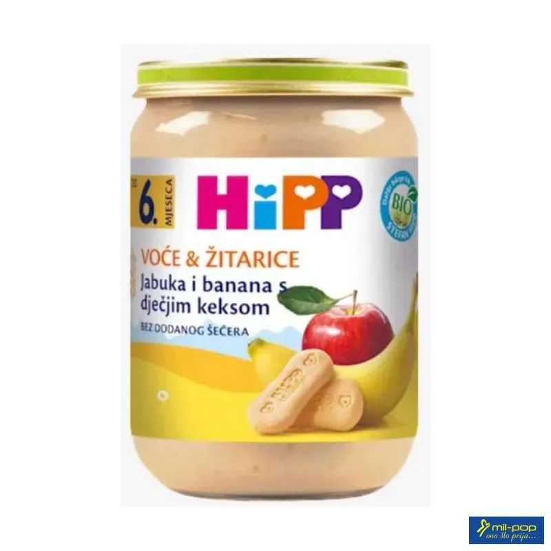 HIPP INTEGRALNA KAŠA - JABUKA I BANANA SA BABY KEKSOM - 5 MJ. 