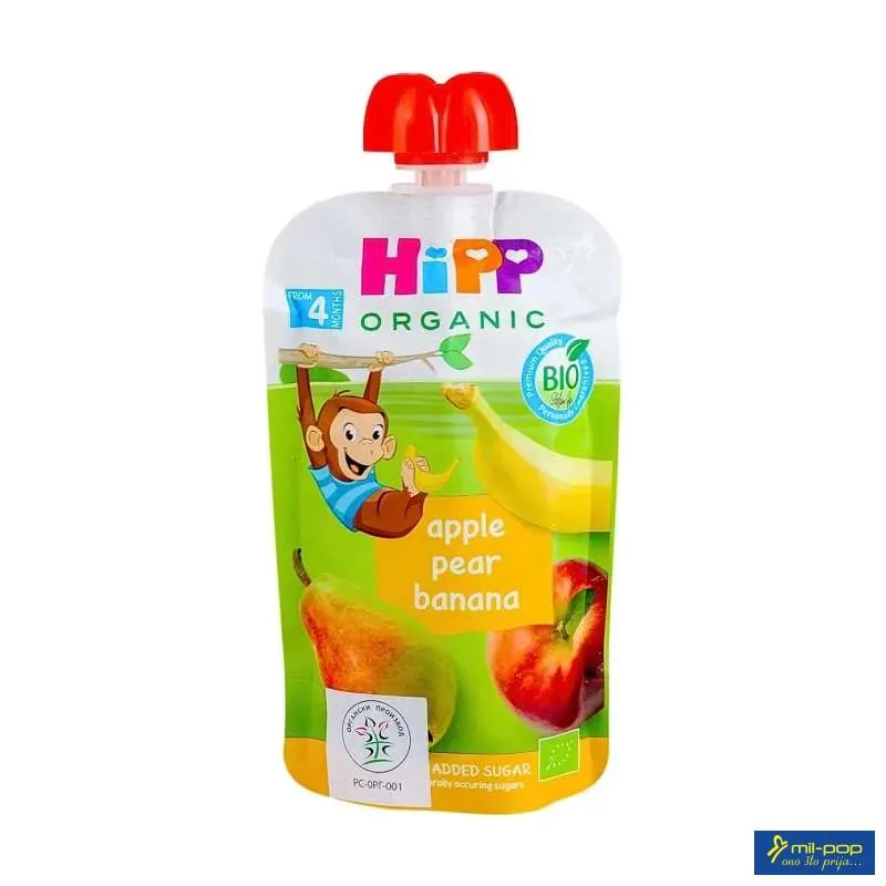 HIPP ORGANIC POUCH - JABUKA KRUŠKA BANANA 100G 