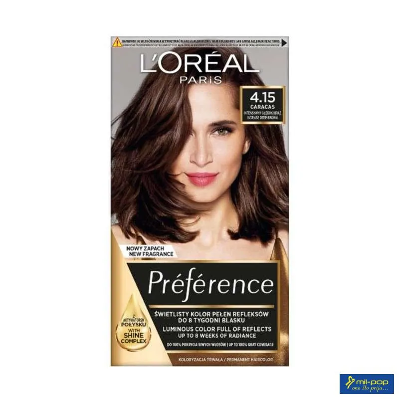 LOREAL PARIS PREFERENCE FARBA ZA KOSU-4.15 CARACAS DEEP MAHOGANY BROWN 