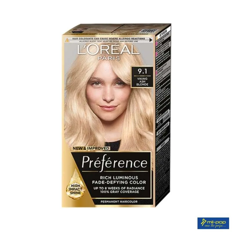 LOREAL PARIS PREFERENCE FARBA ZA KOSU-9.1 OSLO VIKING ASH BLONDE 