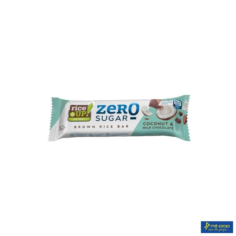 RICE UP ZERO SUGAR COCONUT & MILK CHOCOLATE BROWN RICE BAR 18G 