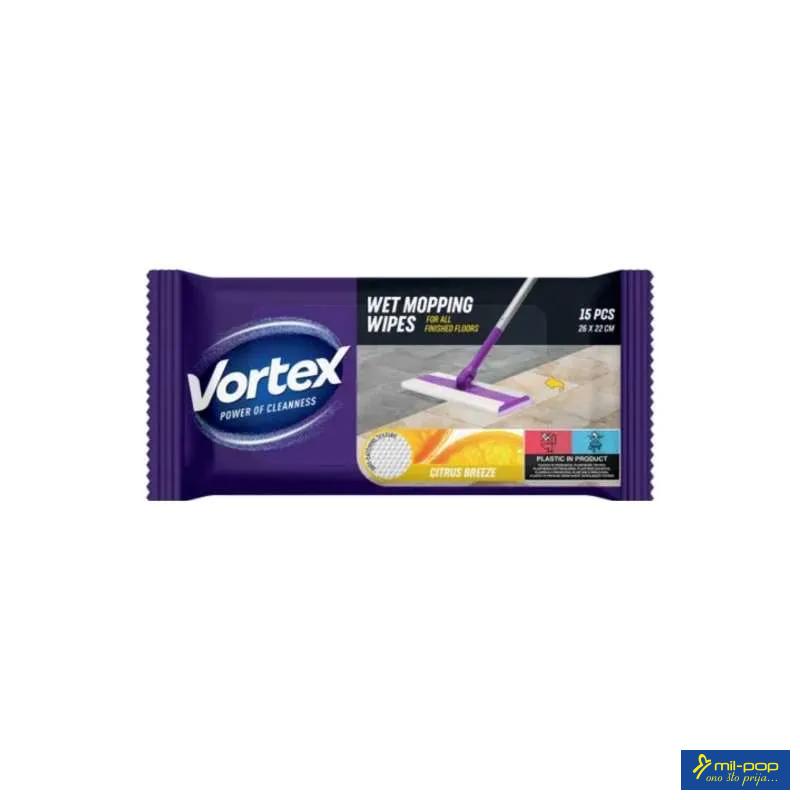 VORTEX VLAŽNE MARAMICE ZA CISCENJE PODOVA-CITRUS 15KOM 