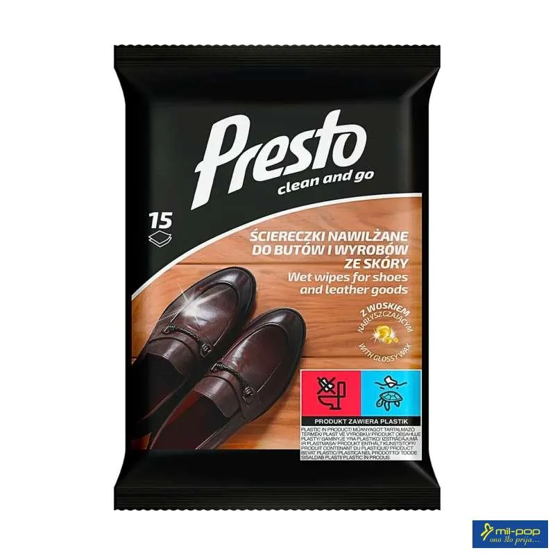 PRESTO CLEAN AND GO VLAŽNE MARAMICE ZA OBUĆU I KOŽU 15/1 