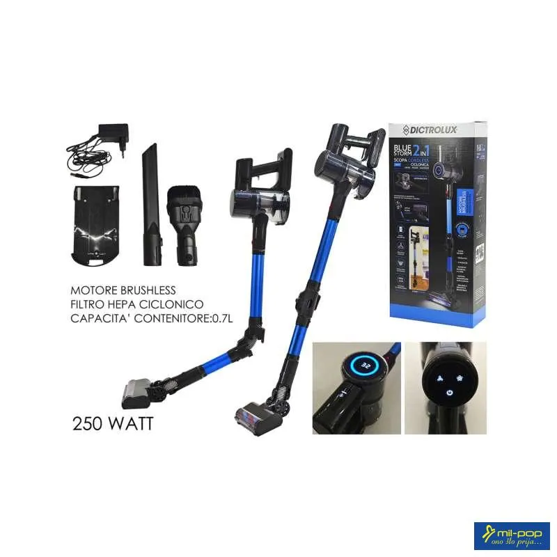 DICTROLUX DIGITALNI ŠTAPNI SKLOPIVI USISIVAČ BLUESTORM 2U1 250W 