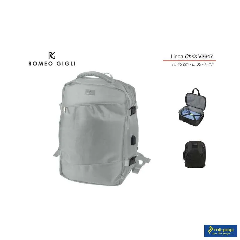 ZAINO VIAGGIO MULTIUSO RG GIGLI  V3647 SILVER 