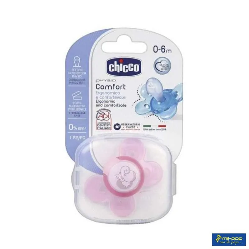 VARALICA PHYSIO SILIKON 0-6M 1/1 0%BPA-ROZA COMFORT 