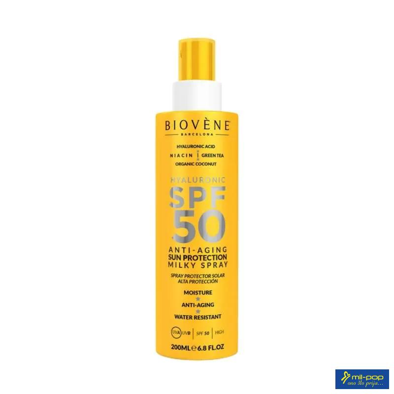 BIOVENE HYALURONIC SPF 50 ANTI AGING SUN PROTECTION MILK SPRAY ORGANIC COCONUT